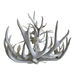 White Painted Antler Chandelier
