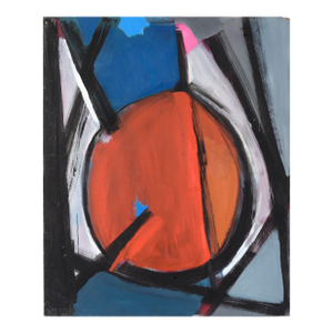 Bay Area Abstract Geometric Painting With Red Circle by Ellis Hopkins