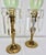Art Nouveau Steuben Pulled Feather Shades on Antique Brass Lamp With Prisms - a Pair For Sale - Image 3 of 9