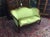 Wood Antique Settee, Apple Green Victorian Settee For Sale - Image 7 of 11