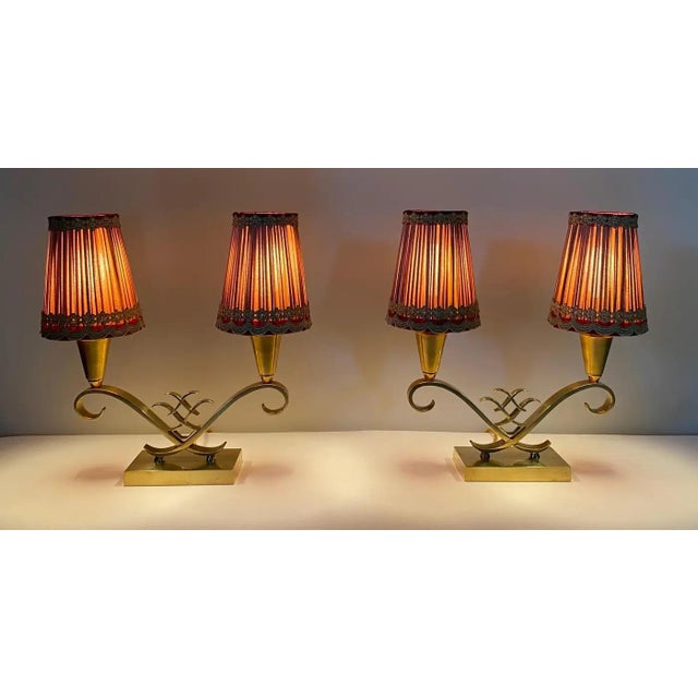 Pair of French Art Deco Table Lamps Attributed to Jules Leleu, circa 1930 A stunning pair of original French Art Deco...