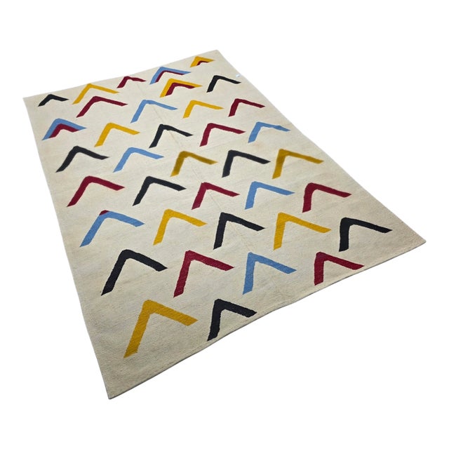Hand-Woven Wool Art Rug After Alexander Calder "Boomerangs" For Sale - Image 9 of 13