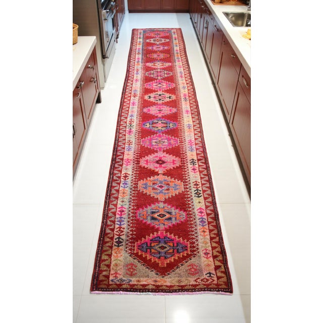 Boho Chic Boho Farmhouse Handwoven Turkish Runner Rug for Hallway – 2′9″ X 12′9″ For Sale - Image 3 of 12