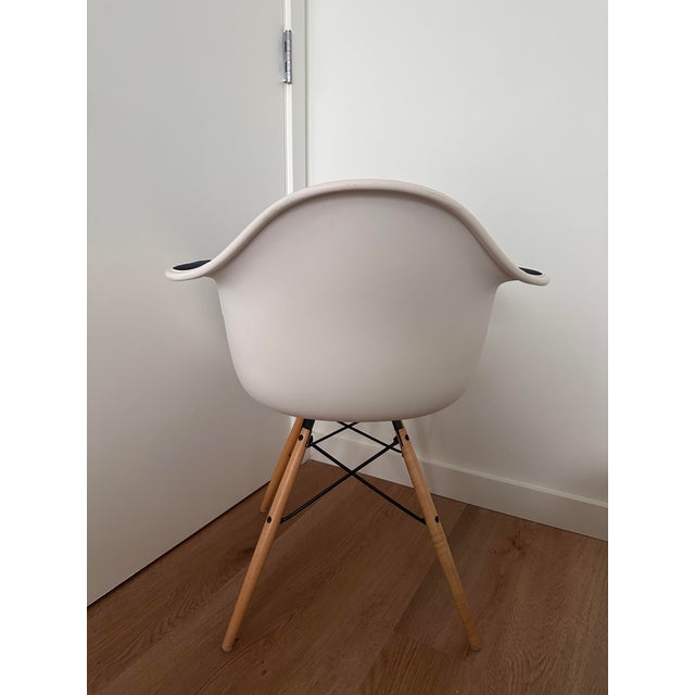 Modern Eames Upholstered Armchair With Dowel Base For Sale - Image 3 of 17
