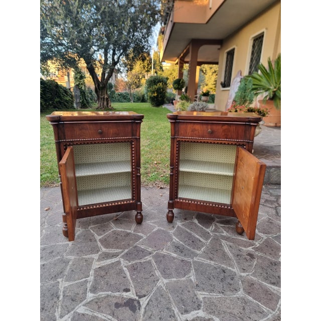 Wood 19th Century Lombardy Walnut Nightstands, 1850s, Set of 2 For Sale - Image 7 of 10