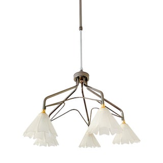 Mid-Century Belgian Chandelier in Brass, Bronze and Glass from Massive, 1980s For Sale