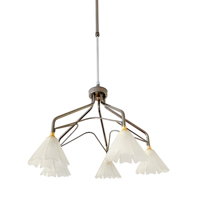 Mid-Century Belgian Chandelier in Brass, Bronze and Glass from Massive, 1980s For Sale