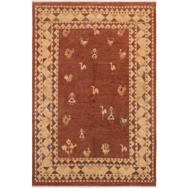 1980s Boho Chic Gabbeh Brown/Beige Wool Rug - 7'8" X 9'11" For Sale - Image 10 of 10