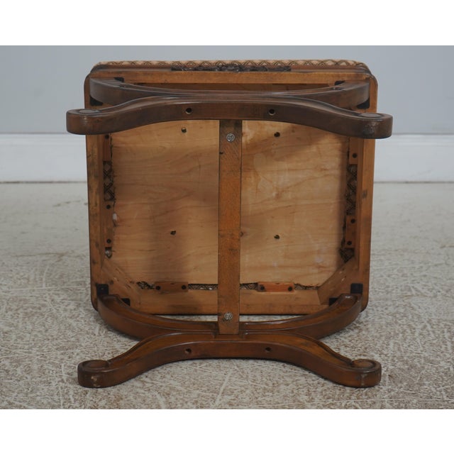 Wood Pair of Regency Walnut Finish X Base Benches Foot Stools For Sale - Image 7 of 12