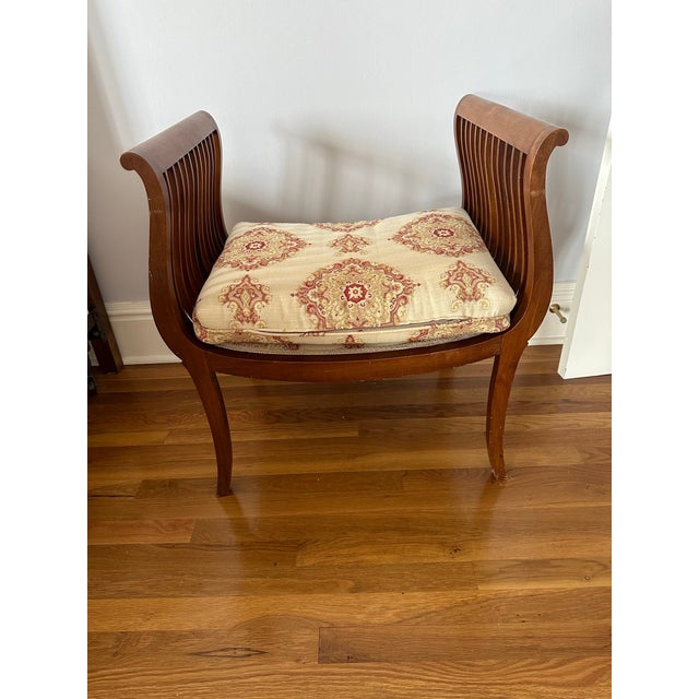 Mid 20th Century Curved Slated Side Upholstered Seat/Bench For Sale In New York - Image 6 of 12