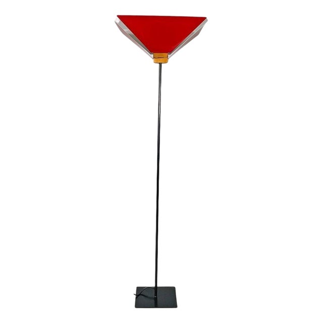 Italian Modern Floor Lamp in Red Metal, 1970s For Sale