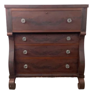 19th Century American Empire Flame Mahogany Four-Drawer Chest