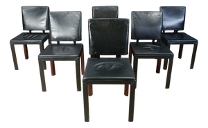 Vintage Leather and Wood Dining Chairs from Durlet, 1980s, Set of 6