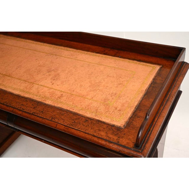 Brown Antique William IV Leather Top Writing Table, 1830 For Sale - Image 8 of 11