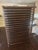 Sand Lee Industries Large Leather Cocktail Ottoman in Apex Sand Tan Color Wood Slats Great Used Condition. On Casters For Sale - Image 8 of 11