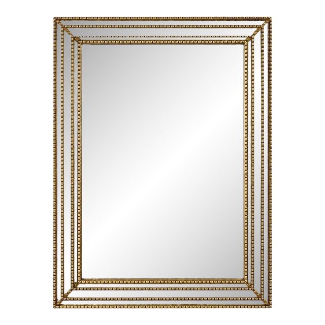 Brass and Beveled Glass Wall Mirror, Mid-20th Century For Sale