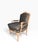French Vintage Louis XV Style Carved Wood Bergère Chair in Black & Cream Geometric Fabric For Sale - Image 3 of 16