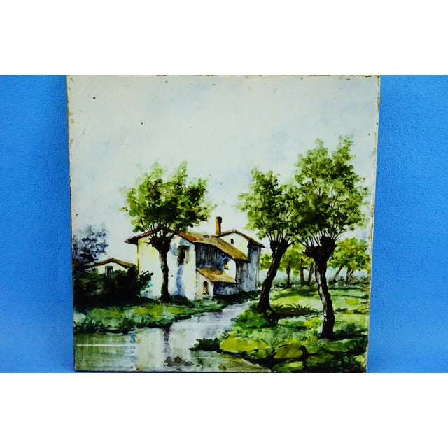 Roman Ceramic Tiles with Painted Landscape, Monterotondo, 1940s, Set of 3 For Sale - Image 11 of 18