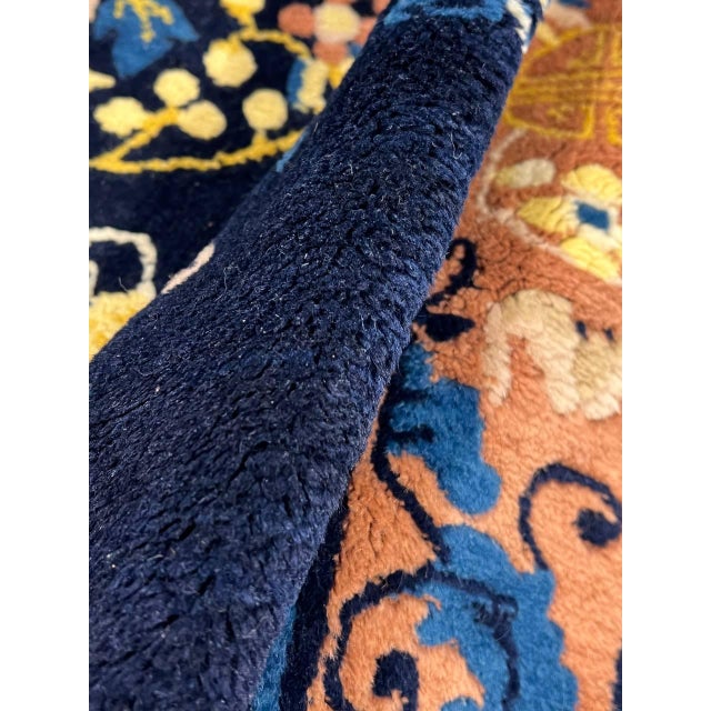 Pasargad DC Navy Blue Antique Chinese Peking Rug For Sale - Image 4 of 7
