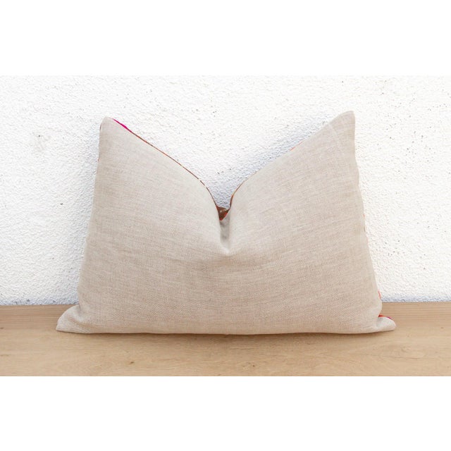 19th Century Sangrur Sunburst, Antique Phulkari Lumbar Pillow Cover For Sale - Image 5 of 6