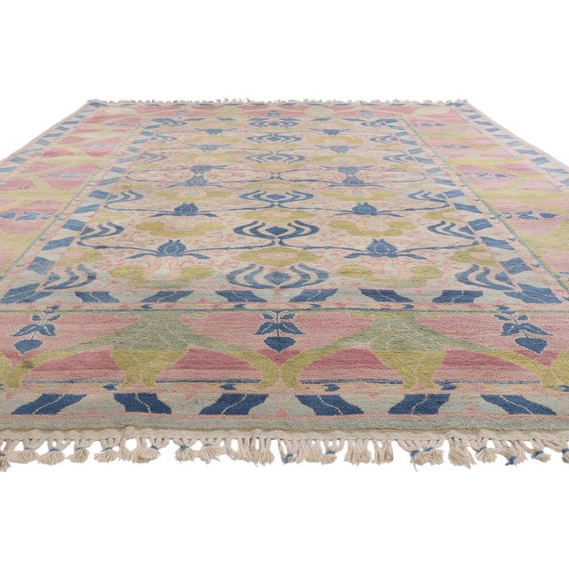 Art Nouveau Vintage Turkish Oushak Rug, 09'02 X 13'00 For Sale - Image 3 of 10