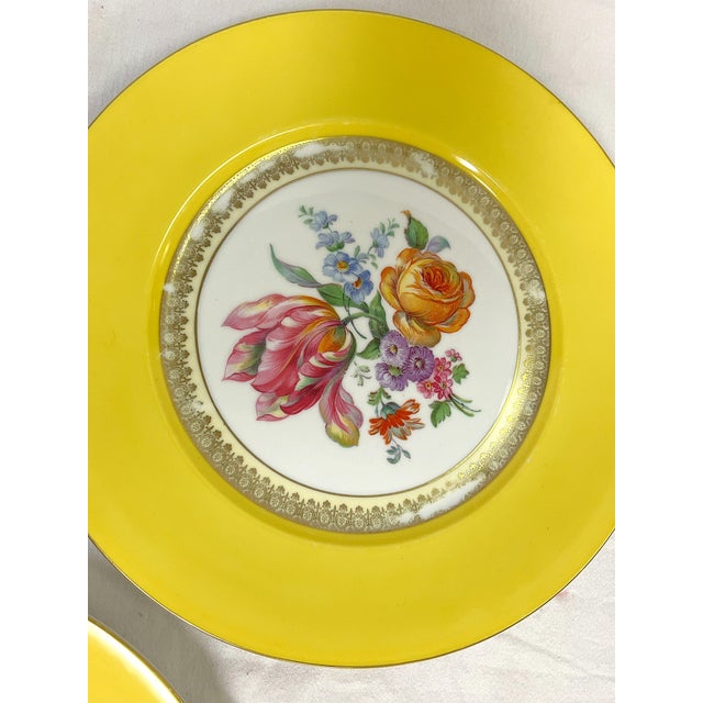 Vintage Victoria Czechoslovakia Floral Design Porcelain Dinner Plates- Set of 5 For Sale - Image 9 of 12