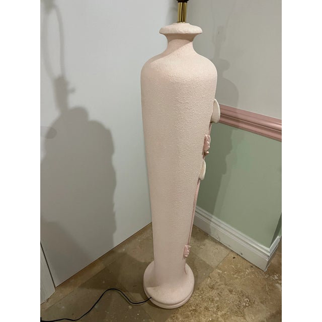 Pink 1980 Lily Floral Sculpture Plaster Pink Floor Lamp For Sale - Image 8 of 10