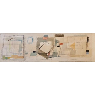 Louise Schatz, 1950's Modernist Watercolor Painting Israeli Bezalel School Bauhaus Style, 1959, For Sale
