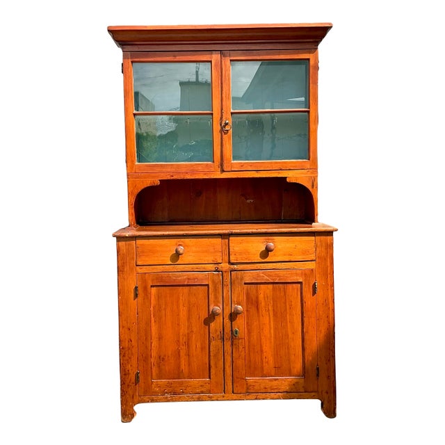 Vintage Primitive Pine Hutch For Sale