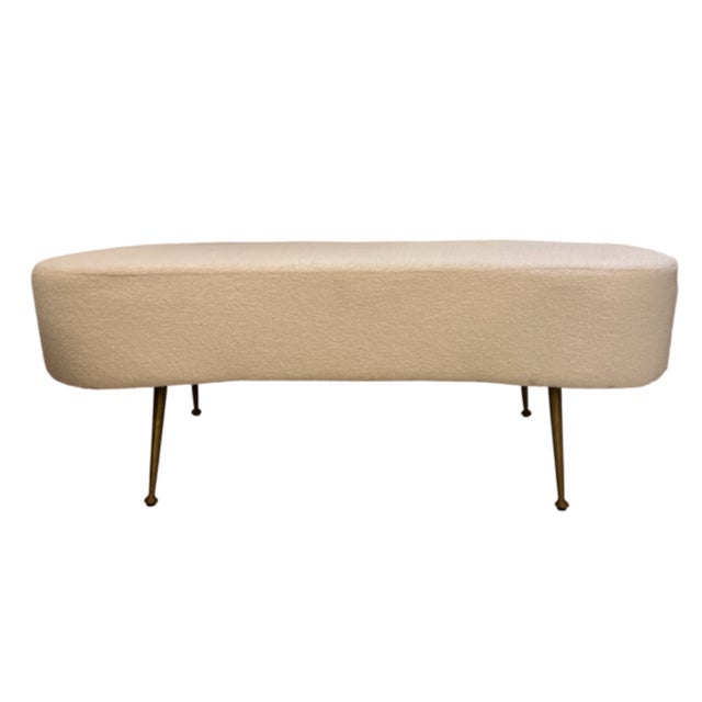 Mid-Century Modern Italian White Kidney-Shaped Ottoman, 1960s For Sale - Image 3 of 5