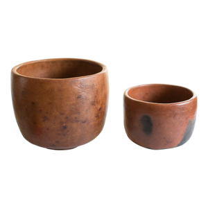 Indonesian Handmade Clay Pottery Bowls by the Indigenous Mentawei - Set of 2, Brown