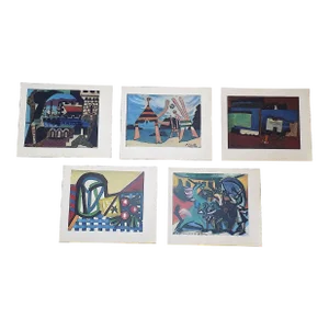 Vintage Mid 20th Century Picasso Abstract Lithographs-Set of 5