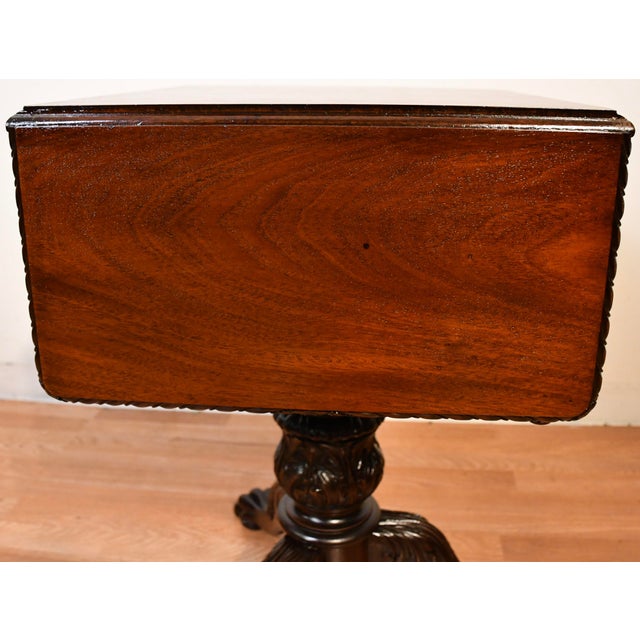 1910s Antique American Empire Mahogany Pembroke Drop-Leaf Work Table / Side Table For Sale - Image 13 of 18