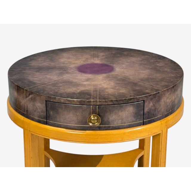 Wood Tommi Parzinger, Nightstands, Bleached Mahogany, Leather, Usa, 1930s For Sale - Image 7 of 14