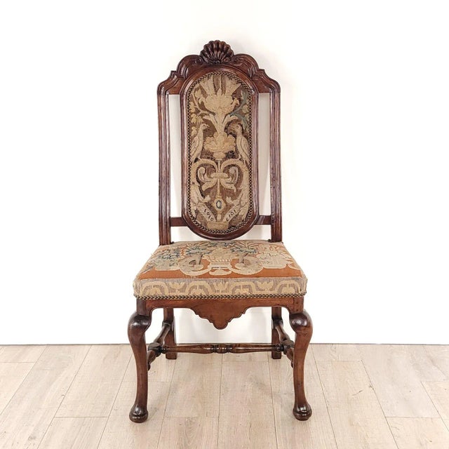 Set of Eight Large Walnut & Tapestry Chairs, Spain, 18th or 19th Century For Sale - Image 9 of 12