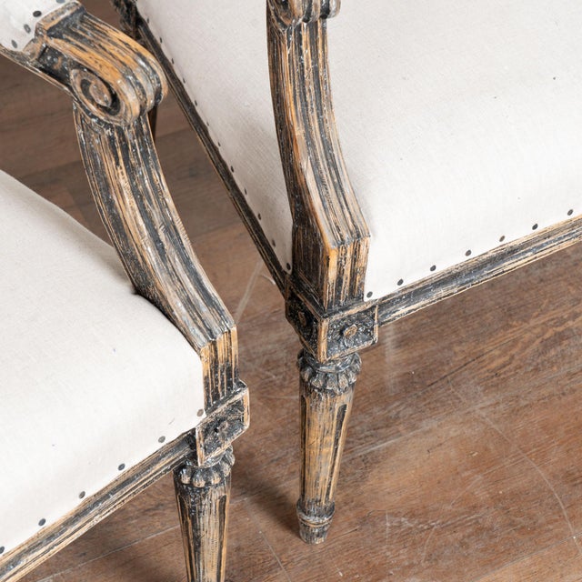 Pair 19th Century Swedish Gustavian Black Painted Armchairs For Sale - Image 10 of 11