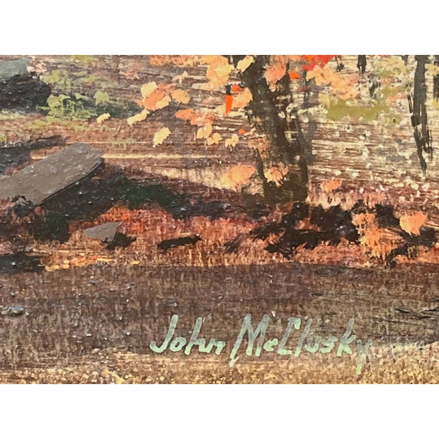 Paint Vintage Original American Impressionist Oil Painting Fall Landscape by John McClusky For Sale - Image 7 of 8