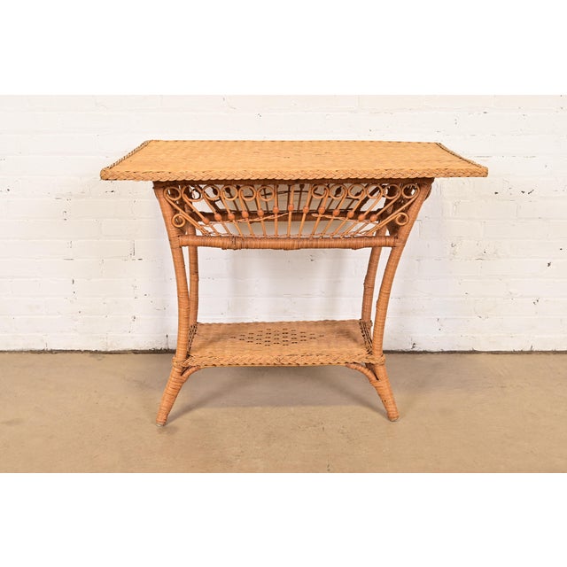 Ralph Lauren Safari Collection Organic Modern Woven Wicker Rattan Nightstand or Side Table For Sale - Image 9 of 12