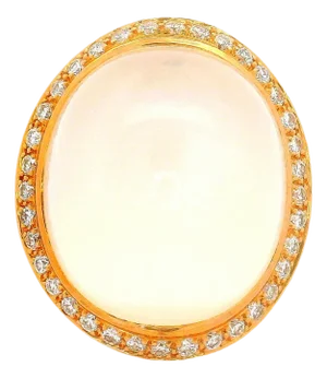 33.01 Carat Moonstone Diamond 18k Rose Gold Halo Ring, Size 7