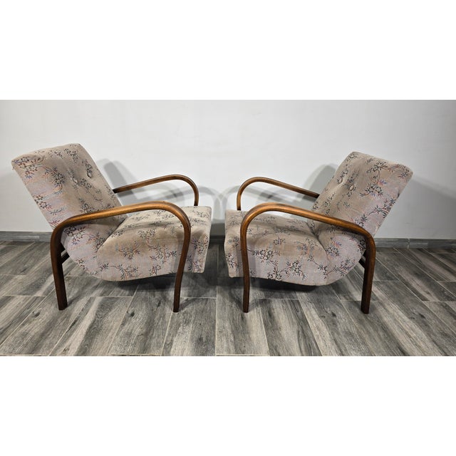 Armchairs by K. Kozelka and A. Kropacek, 1950s, Set of 2 For Sale - Image 8 of 11