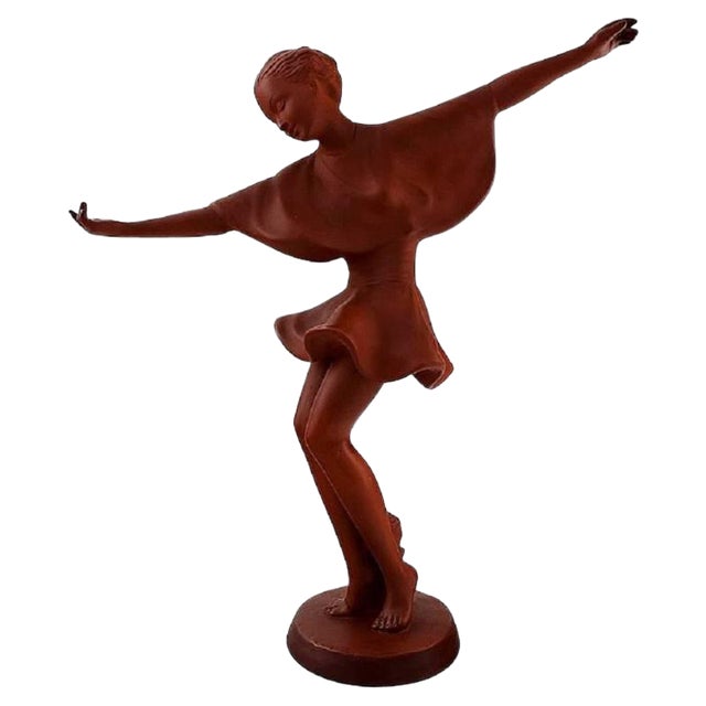 Austrian Keramos Dancing Woman Figure in Red Clay, 1940s For Sale