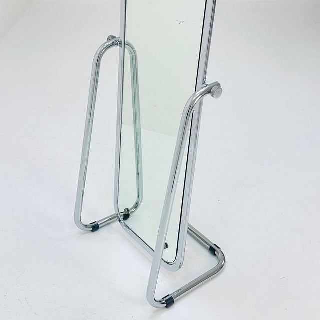 Silver Mid-Century Chrome Floor Mirror, 1980s For Sale - Image 8 of 11