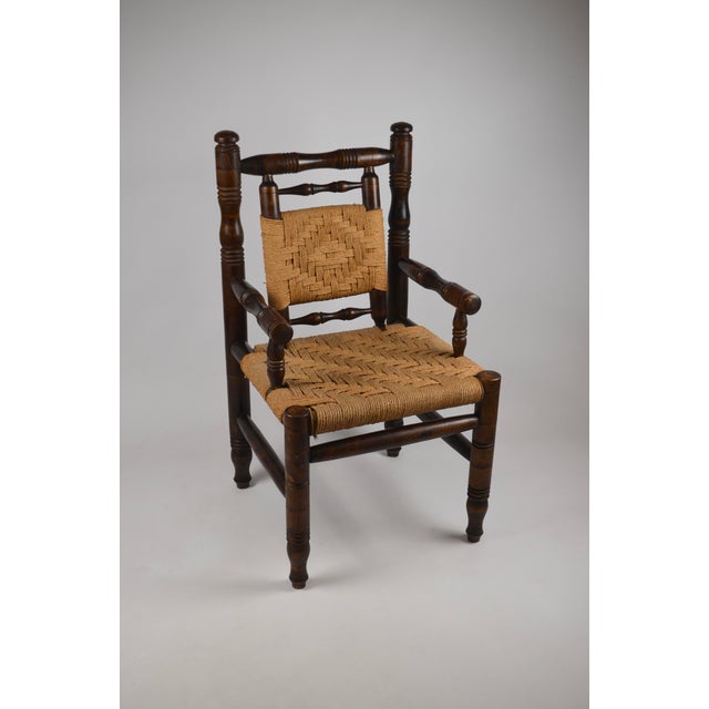 Mid-Century French Wood and Rope Woven Armchair, 1950s For Sale - Image 9 of 16