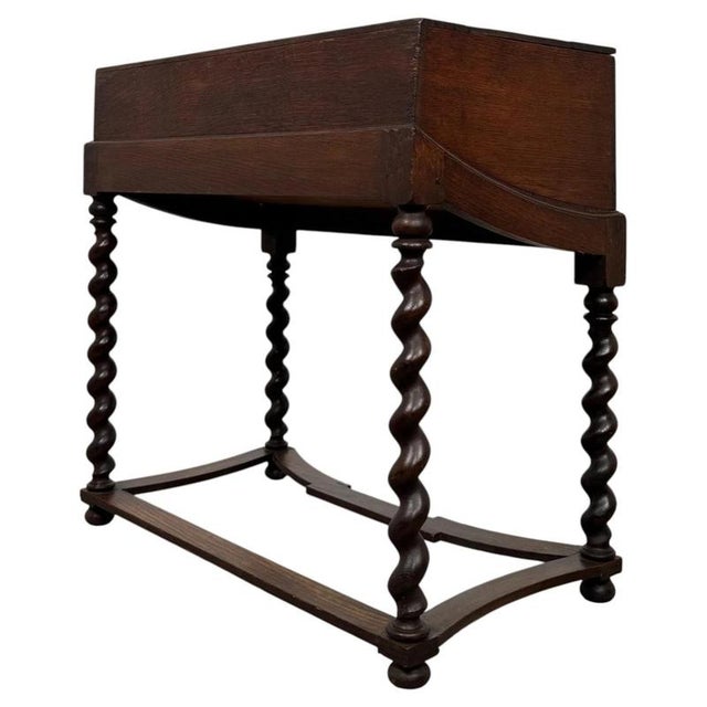 Wood 19th Century Victorian English Oak Box on Stand For Sale - Image 7 of 11