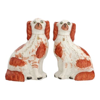 C.19th Staffordshire King Charles Dogs, a Pair For Sale
