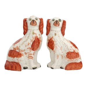 C.19th Staffordshire King Charles Dogs, a Pair