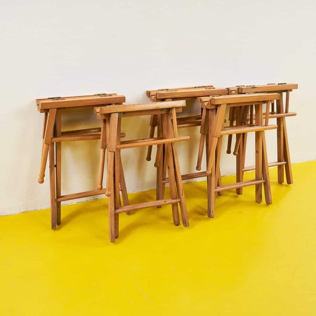 Wood Director's Chairs, Set of 5 For Sale - Image 7 of 8