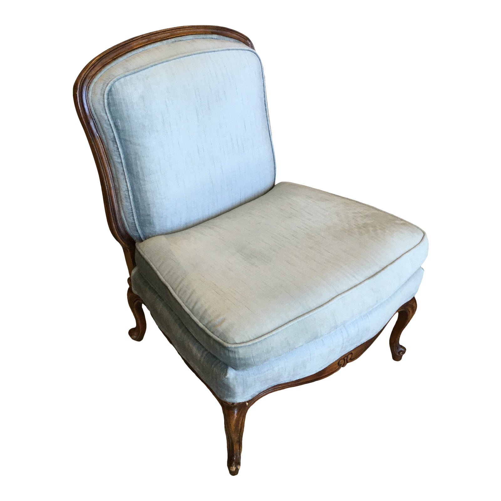 Baker Blue Velvet Slipper Chair Chairish