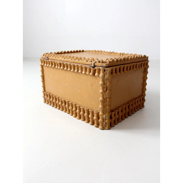 Antique Folk Art Spool Trunk For Sale - Image 9 of 12