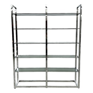 Italian Chrome and Smoked Glass Bookcase, 1970s For Sale